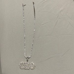 THEBLINGKING Custom Name Iced Out Baguettecz Cubic Zirconia Letter Pendant Chain